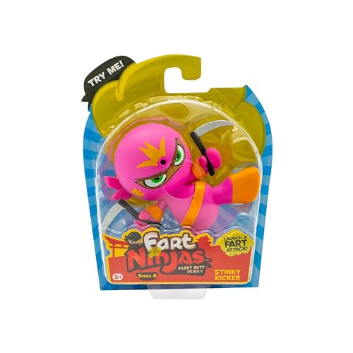 Fart Ninjas by Funrise 70700 Stinky Kicker | Cheek Burner Serie 8 Sammelfiguren | 10 urkomisch realistische Furzgeräusche, Pink von FaRt NinjAS