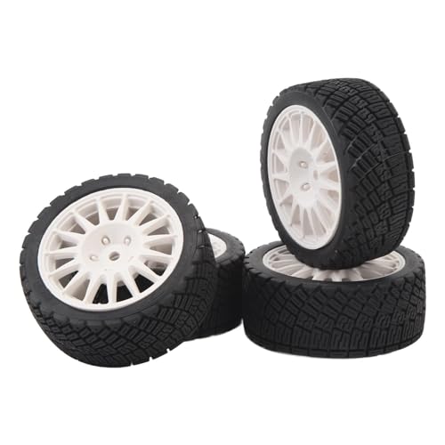 Fabater 1/10 RC-Car-Reifen, Einfach zu Installierende Stoßdämpfende RC-Car-Räder 4 Stück für TT02 (White) von Fabater