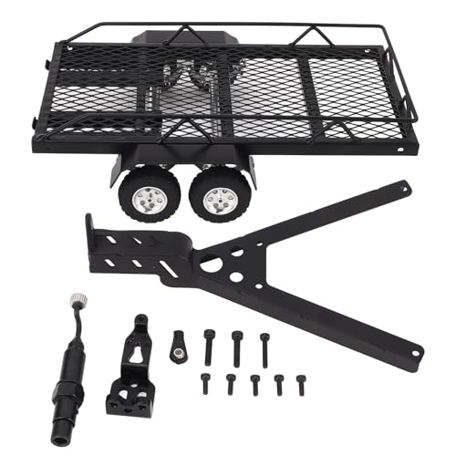 RC-Anhänger, Zweiachsiger RC-Anhänger Im Maßstab 1:24 Zum Ziehen Hinter Dem Auto für SCX24 für FCX24 RC-Crawler-Upgrade-Teile, Anhänger-Kit Im Maßstab 1:24 aus Metall von Fabater