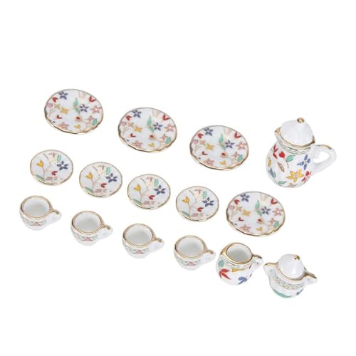 Fabeas 15 Stück Minis Porzellan Teetasse Set Puppenhäuser Küche Dekore Simulation Miniatur Möbel Set Modell Für Jungen Mädchen von Fabeas