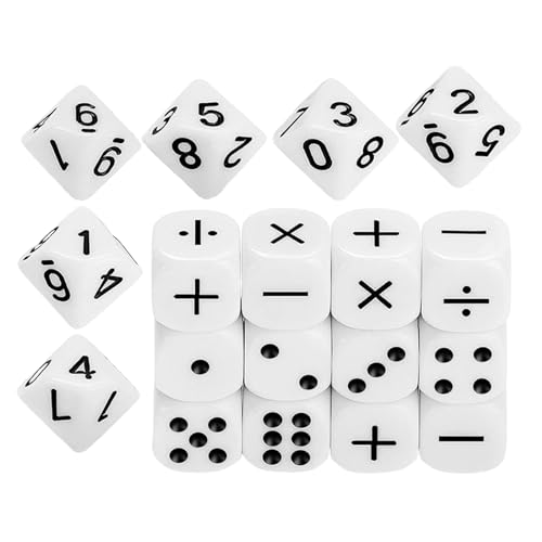 Fabeas 18Pcs 16mm Weiß Acryl Rechts Abgewinkelt Würfel Spiel Requisiten Spielzeug Für Kinder Mathematische Symbol Spiel Würfel Kinder Lehrmittel von Fabeas