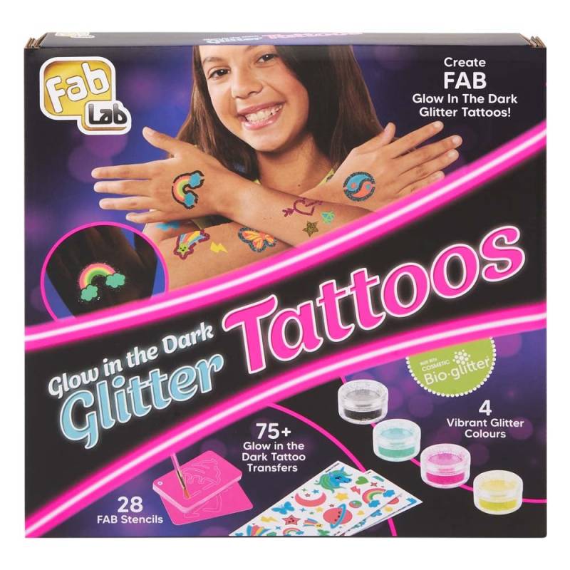 FAB LAB Glow In The Dark Glitter Tattoo-Set von Fabelab