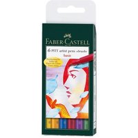 FABER-CASTELL 167103 Pitt Artist Pen Brush Tuschestift, 6er Etui, Basic von Faber Castell