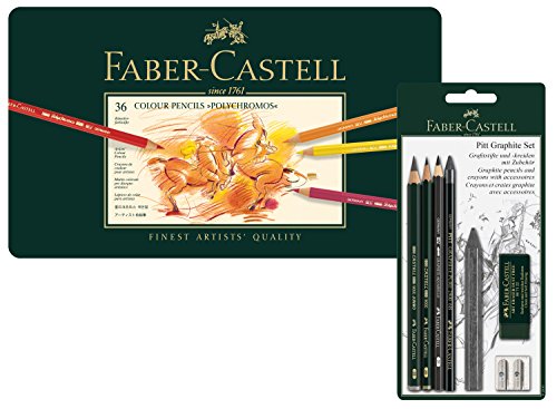 Faber-Castell 110095 - Farbstifte Polychromos 36er Metalletui und Pitt Graphite Zeichenset von Faber-Castell
