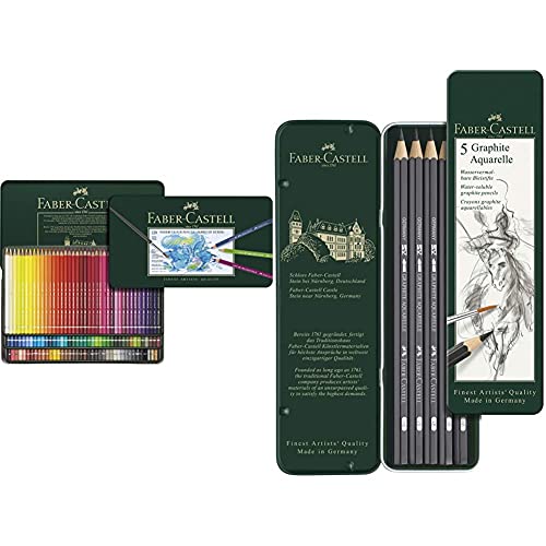 Faber-Castell 117511 - Aquarellstift Albrecht Dürer 120er Metalletui & 117805-5 Aquarellbleistifte GRAPHITE AQUARELLE, Inhalt: HB, 2B, 4B, 6B, 8B, von Faber-Castell