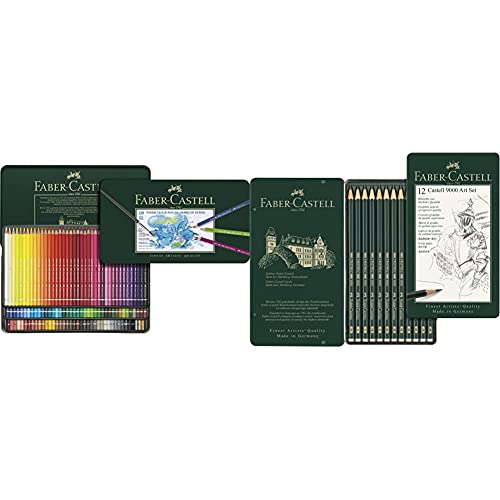 Faber-Castell 117511 - Aquarellstift Albrecht Dürer 120er Metalletui & 119065 - Bleistift Castell 9000, 12er Art Set von Faber-Castell