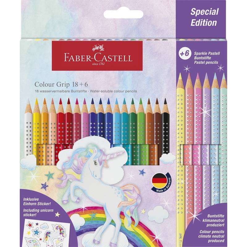 Faber-Castell Buntstifte Colour Grip Einhorn 18+6 Stk. im Kartonetui von Faber-Castell