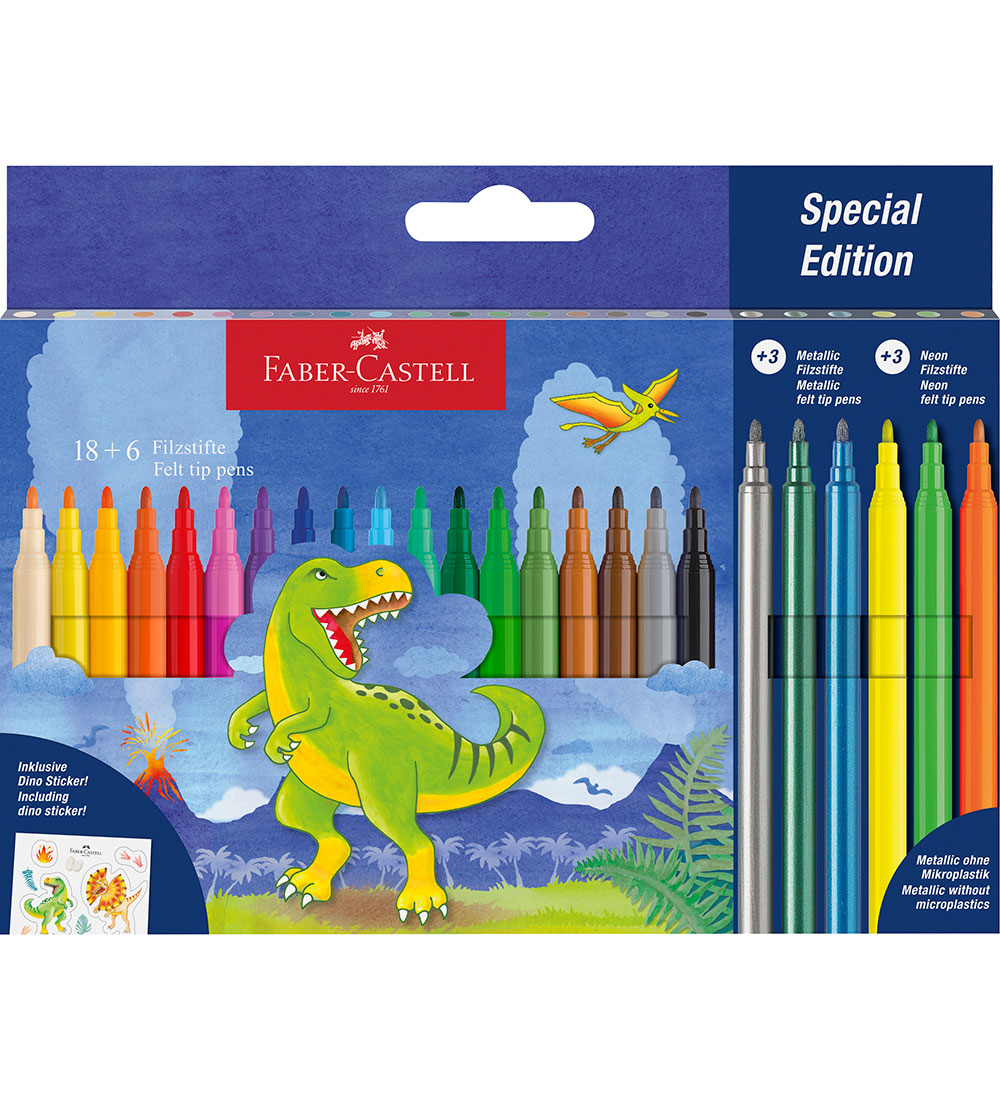 Faber-Castell Filzstifte - 18+3 Metallic + 3 Neon - Dinosaur - Faber-Castell - One Size - Filzstifte Faber-Castell Filzstifte - 18+3 Metallic + 3 Neon - Dinosaur - Faber-Castell - One Size - Filzstifte von Faber-Castell