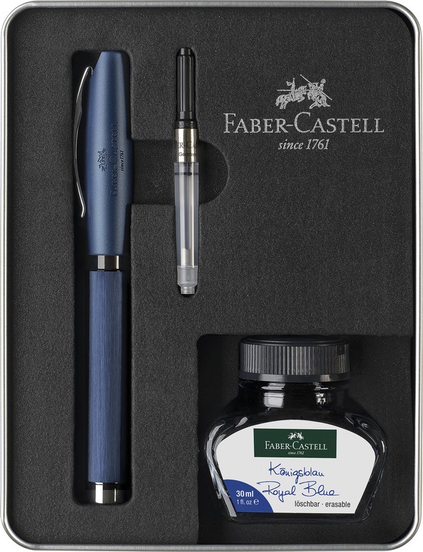 Faber-Castell Füllfederhalter Set Essentio Aluminium Blau M von Faber-Castell