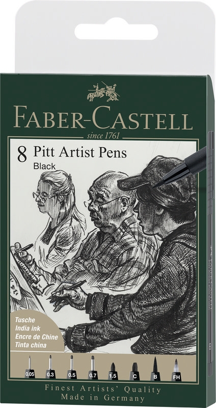 Faber-Castell Tuschestift PITT Artist Pen 8er Set schwarz 199 von Faber-Castell