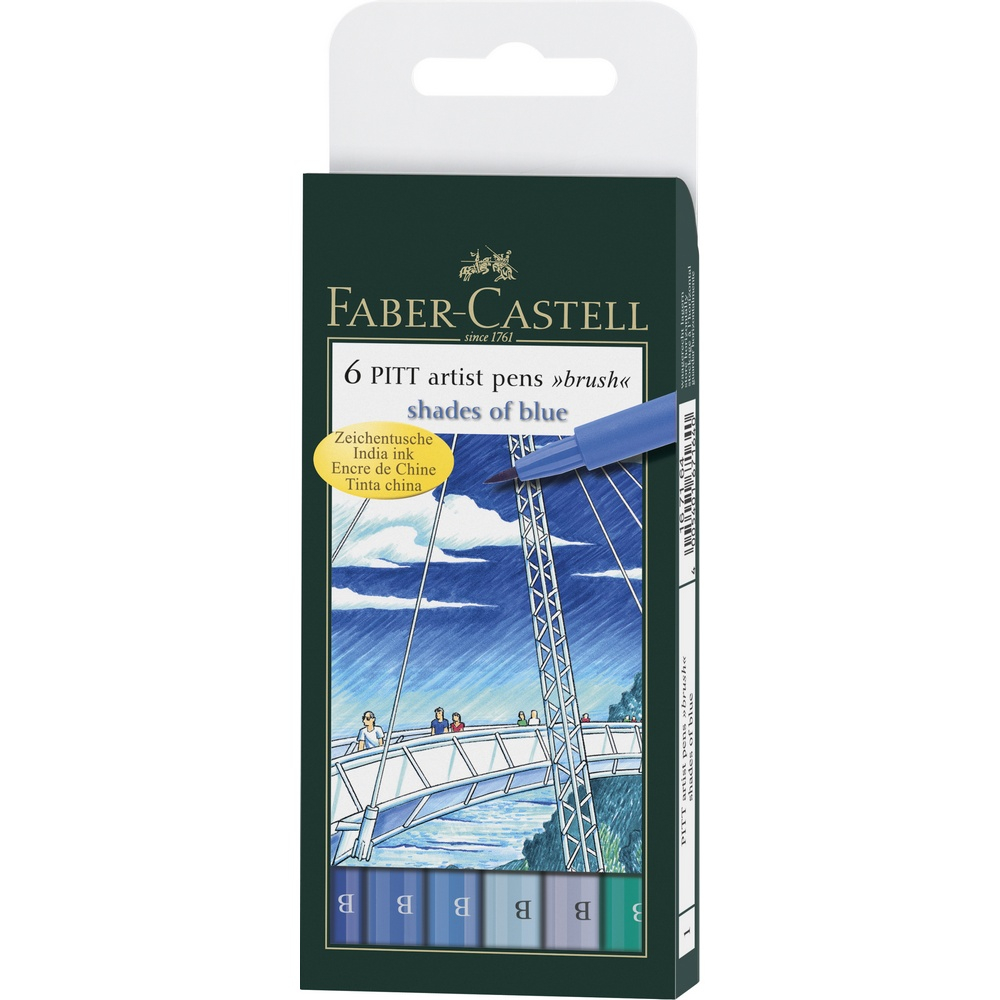 Faber-Castell Tuschestift PITT artist pen B Set 6er Etui Shades of Blue Faber-Castell Tuschestift PITT artist pen B Set 6er Etui Shades of Blue von Faber-Castell