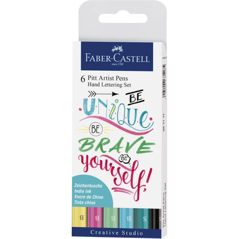 Faber-Castell Tuschestift PITT artist pen Handlettering Set 6 St./Pack. Pastell von Faber-Castell