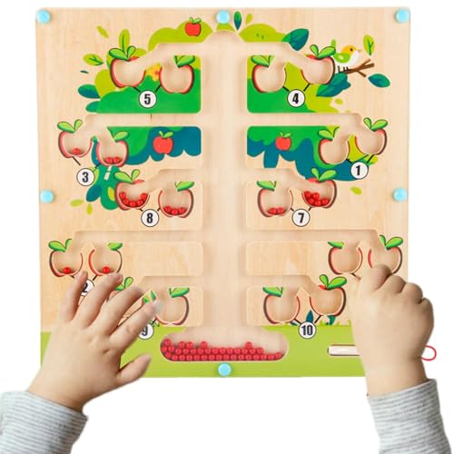 Fabixoin Magnetisches Zahlenperlenlabyrinth-Spielzeug, magnetisches Zähllabyrinthbrett - Lern- und Zählpuzzlebrett aus Holz,Feinmotorikspielzeug, Lernspielzeug für Kinder ab 4 Jahren, von Fabixoin