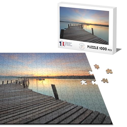 Klassische Puzzle 1000 Stücke Holz Ponton vorwärts zu einem See bei Sonnenuntergang von Fabulous