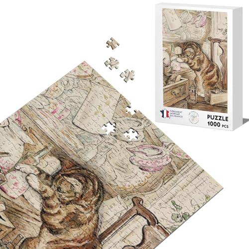 Klassische Puzzle 1000 Teile Kätzchen Schublade Illustration Kinder Beatrice Potter niedlich von Fabulous