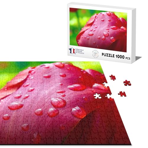 Klassische Puzzle 1000 Teile Morgenrose mit rosa Blume auf Tulpen-Palette von Fabulous