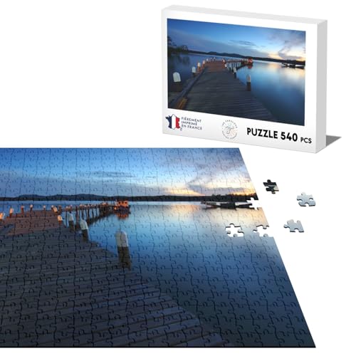 Klassische Puzzle 540 Stücke Holz Ponton auf einem Sonnenuntergang See von Fabulous