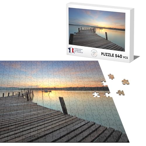 Klassische Puzzle 540 Stücke Holz Ponton vorwärts zu einem See mit Blick auf den Sonnenuntergang von Fabulous