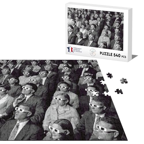 Klassische Puzzle 540 Teile Öffentliches Kino 3D Brille 1960 Vintage Foto von Fabulous