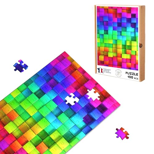 Klassisches Puzzle, 100 Teile, bunte Blöcke, Regenbogen von Fabulous