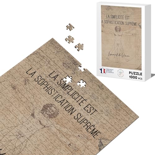 Klassisches Puzzle, 1000 Teile, Einfachheit ist die höchste Raffinesse, inspirierendes Zitat von Maler De Vinci von Fabulous