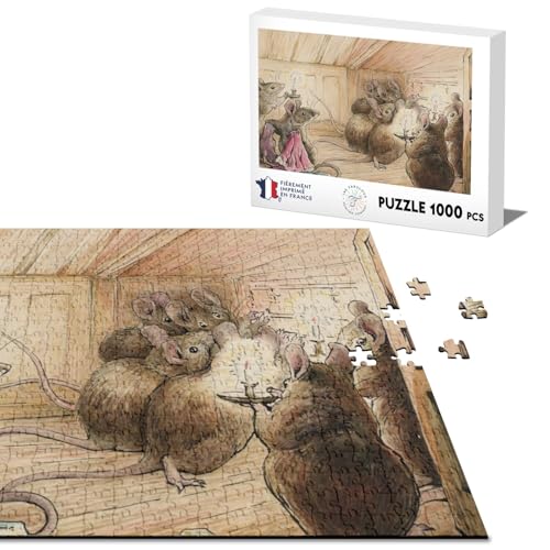 Klassisches Puzzle, 1000 Teile, Familie Maus auf dem Dachboden, Illustration für Kinder, Beatrice Potter von Fabulous