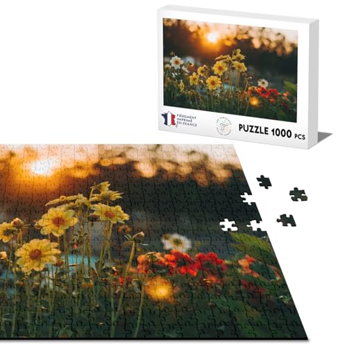 Klassisches Puzzle, 1000 Teile, Feldblumen vor Sonnenuntergang, Natur von Fabulous