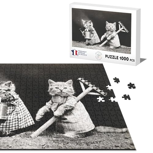 Klassisches Puzzle, 1000 Teile, Kätzchen im Gärtnerstil, Retro-Foto, niedlich von Fabulous