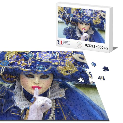 Klassisches Puzzle, 1000 Teile, Karneval von Venedig, Maske, weiß, Kostüm, Blau von Fabulous