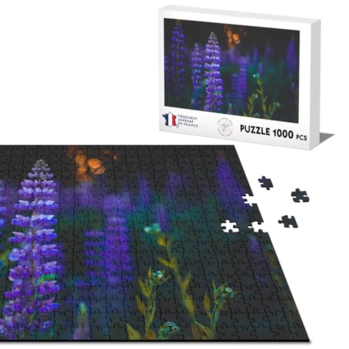 Klassisches Puzzle, 1000 Teile, Nahaufnahme, violette Blumen, Pflanzenleben, Landschaft, Natur von Fabulous