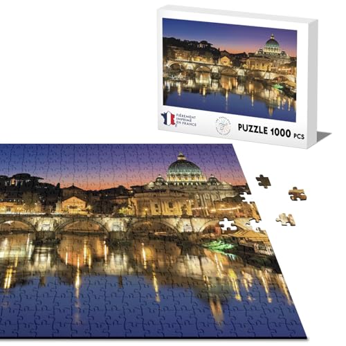 Klassisches Puzzle, 1000 Teile, Rom, Petersdom seit dem Tiber untergehende Sonne von Fabulous