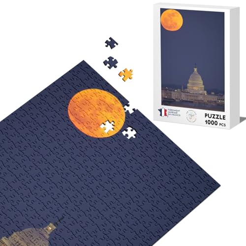 Klassisches Puzzle, 1000 Teile, Rotschopf Mond auf Kapitol Washington USA von Fabulous