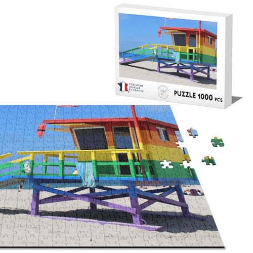 Klassisches Puzzle, 1000 Teile, Strandhütte, Regenbogen, Meer, Strand, Urlaub von Fabulous