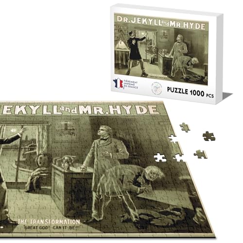 Klassisches Puzzle, 1000 Teile, alte Filmposter, Doctor Jekyll and Mister Hyde, Gravur, Transformation, Filmposter von Fabulous