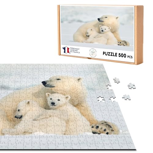 Klassisches Puzzle, 500 Teile, Motiv: Eisbär und seine Bären, niedliche Tiere, Wildtiere von Fabulous
