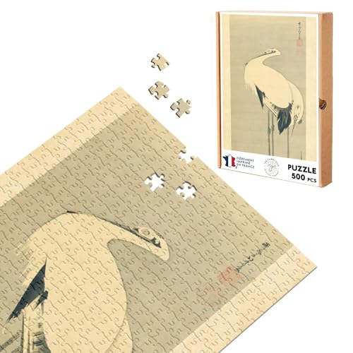 Klassisches Puzzle, 500 Teile, japanisches Stempel, 17 Reiher, zartes Kunstwerk, Original, Vintage von Fabulous
