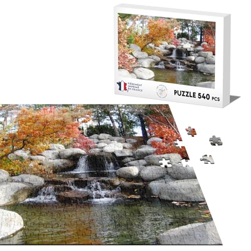 Klassisches Puzzle, 540 Teile, Kaskade von Steinen im Herbstwald, natürliche Landschaft von Fabulous