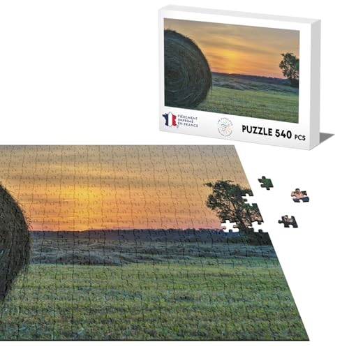 Klassisches Puzzle, 540 Teile, Strohschleifstein, Sonnenuntergang auf den Feldern der Ernte, Sommer von Fabulous