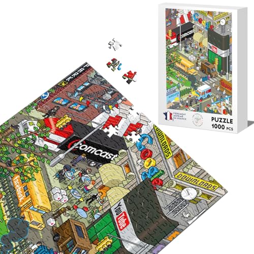 Klassisches Puzzle 1000 Teile Pixel Art Stadt Retro Gaming Geek Videospiele 8 Bits von Fabulous