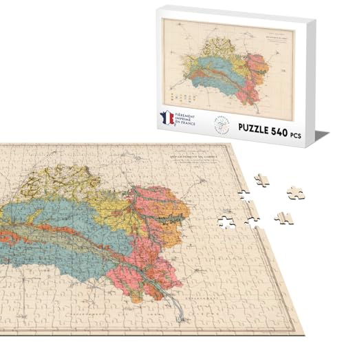 Klassisches Puzzle 540 Teile 45 Loiret Orléans Abteilung Geologische Karte Antike Frankreich Region von Fabulous