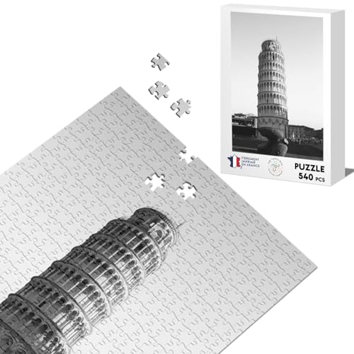 Klassisches Puzzle 540 Teile Der Turm von Pisa in Schwarz und Weiß Denkmal Italien von Fabulous