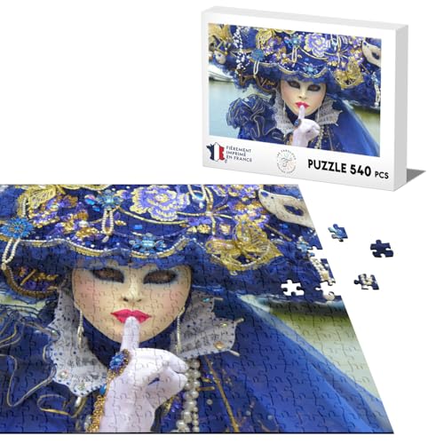 Klassisches Puzzle 540 Teile Karneval Venedig Maske Weiß Kostüm Blau von Fabulous