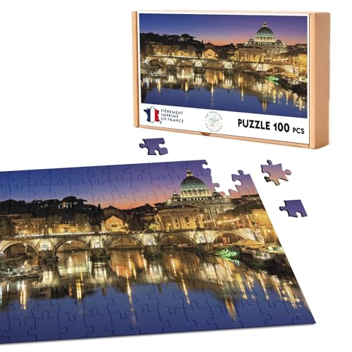 Klassisches Puzzle, 100 Teile, Rom, Petersdom aus dem Tiber bei Sonnenuntergang von Fabulous