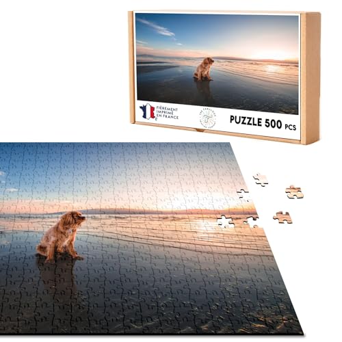 Puzzle Classic 500 Teile Cavalier King Charles Kleiner Hund Sonnenuntergang Strand Süß von Fabulous