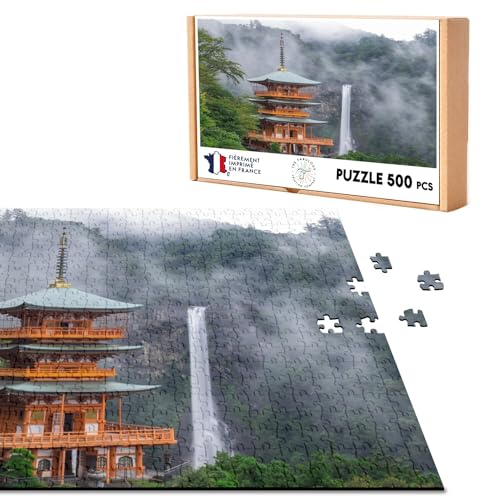 Puzzle Classic 500 Teile Japan Wasserfall Tempel Natur Landschaft Dekoration von Fabulous