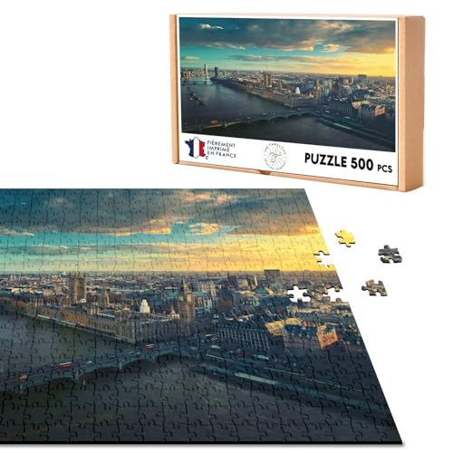 Puzzle Classic 500 Teile Themse und Westminster Luftbild Big Ben London England von Fabulous