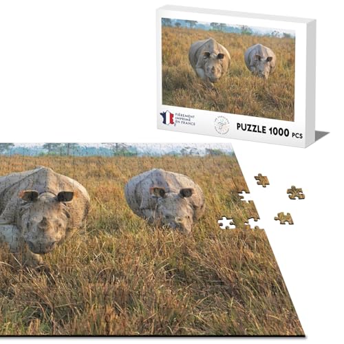 Rhinoceros Klassisches Puzzle, 1000 Teile, Nationalpark, Tiere, Wunder Indiens von Fabulous