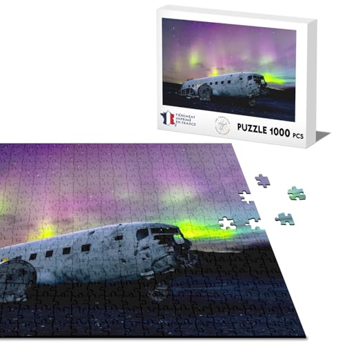 Solheimasandur Klassisches Puzzle, 1000 Teile, Flugzeug, Ecrase Aurora Boreale Island von Fabulous