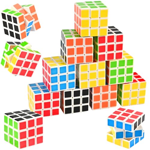 Faburo 14 Stück Mini Zauberwürfel Original, Kindergeburtstag Gastgeschenke, Zauberwürfel 3x3 Mitbringsel Kindergeburtstag ab 3-10 Jahre, Mini Würfelpuzzle Speed Cube für Weihnachten Reisespiele von Faburo