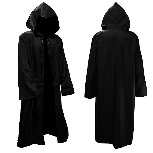 Faburo Umhang mit Kapuze Halloween Umhang Vampir Adult Halloween Costume Umhang Karneval Kostüm Hoodies Robe Cosplay Cape Jedi Kostüm Jedi Robe (L) von Faburo